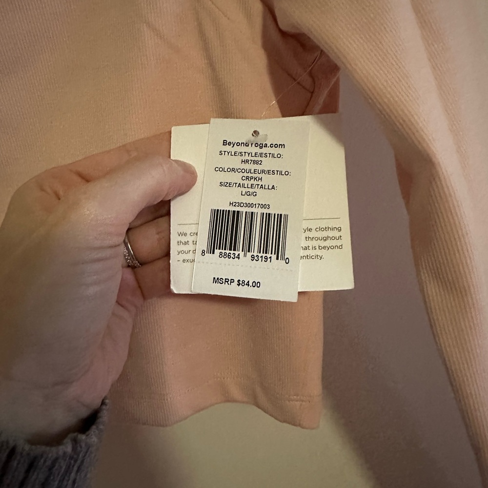Beyond Yoga heather rib frame cropped pullover NWT - Picture 4 of 7